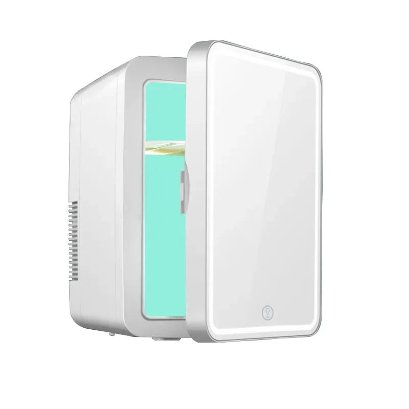 8L Mini Beauty Cosmetics Storage Refrigerator Mirror Car And Household Dormitory Office Fruit Beverage Breast Milk Cold And Hot