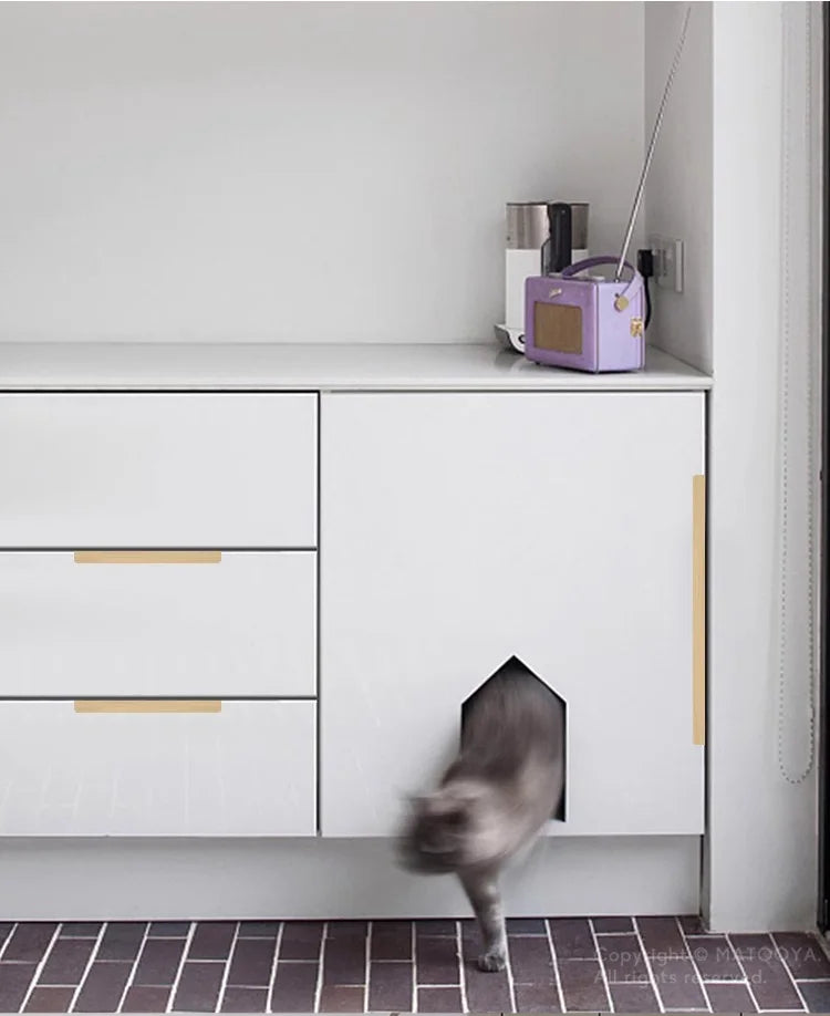 Hidden Furniture Handles Matte Black Gold Silver Kitchen Cabinet Pull Wardrobe Pull Not punched Handles for Cabinets and Drawers