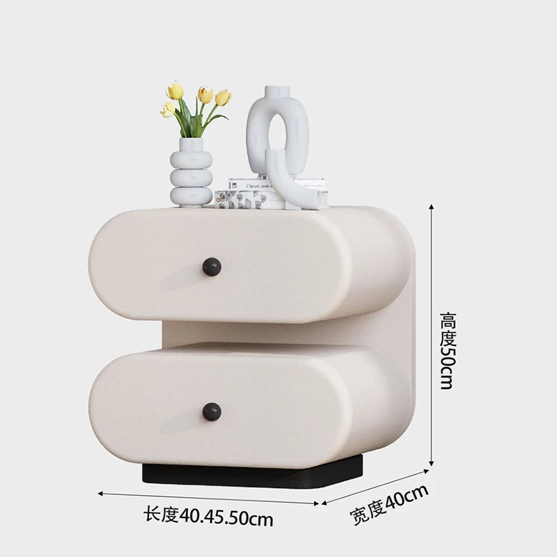 Cream Style Bedside Tables Creative Trendy Space Saving Nightstands Modern Luxury Aesthetic Mesitas De Noche Bedroom Furniture