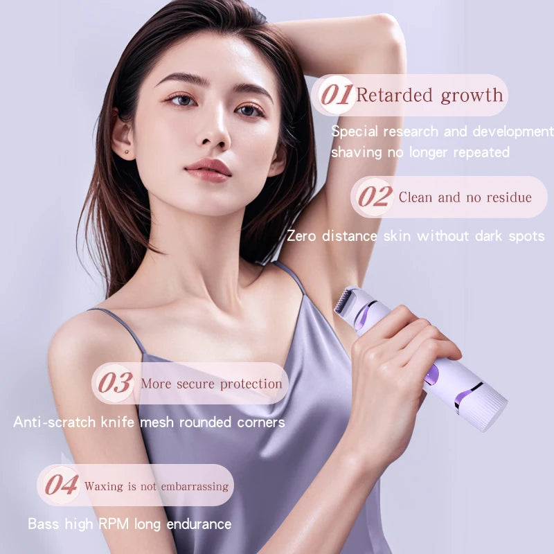 2 IN 1 Lady Electric Shaver Double Head Dual Purpose  Electric Razor & Hair Trimmer For Female Underarm Leg Bikini Hair Remover