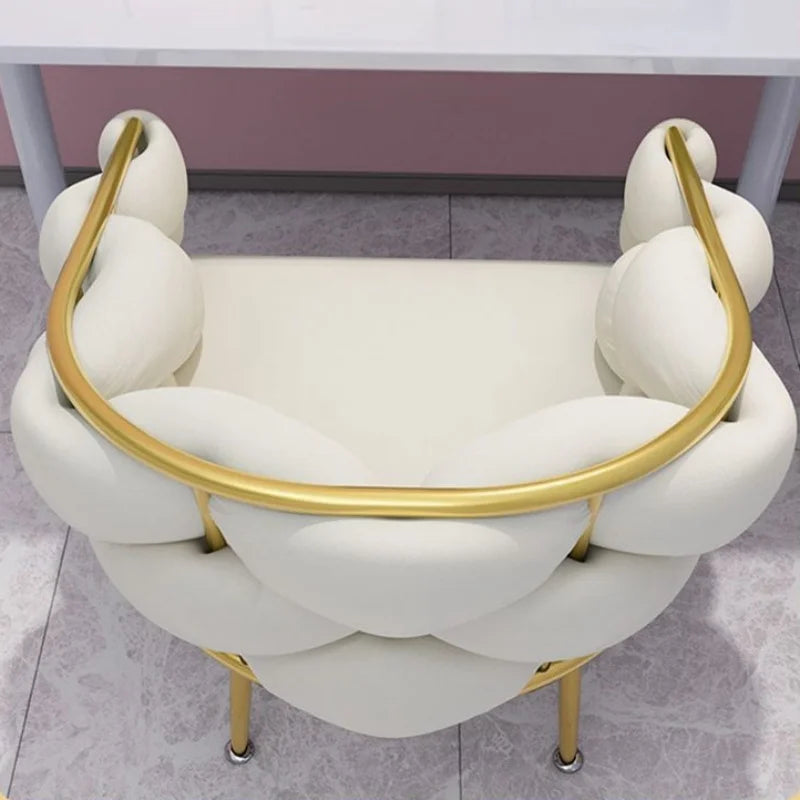 Nordic Metal Living Room Chair For Living Room Soft Upholstered Backrest Chairs Light Luxury Back Leisure Household Armchair