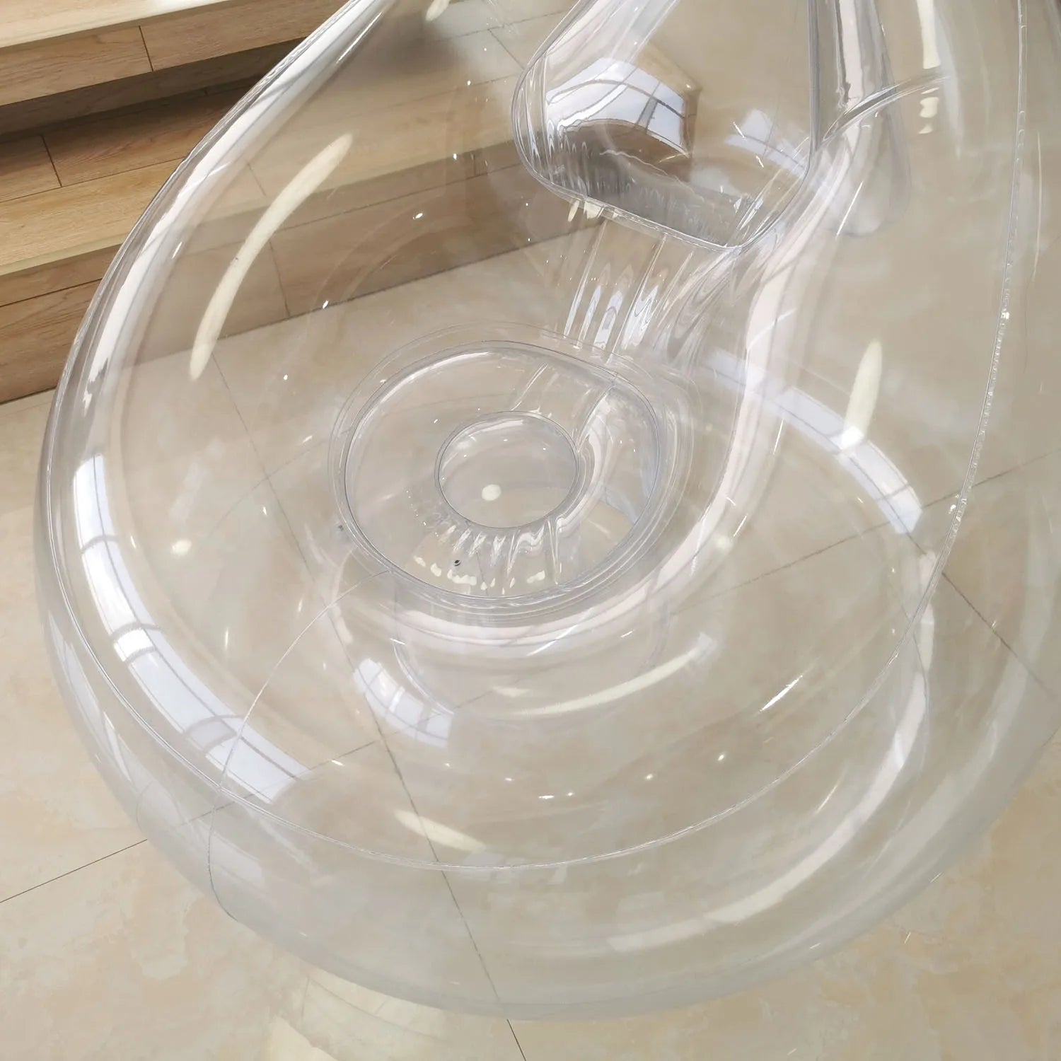 Transparent Inflatable Lounge Chair, Indoor and Outdoor Clear PVC Inflatable Single Sofa for Adult