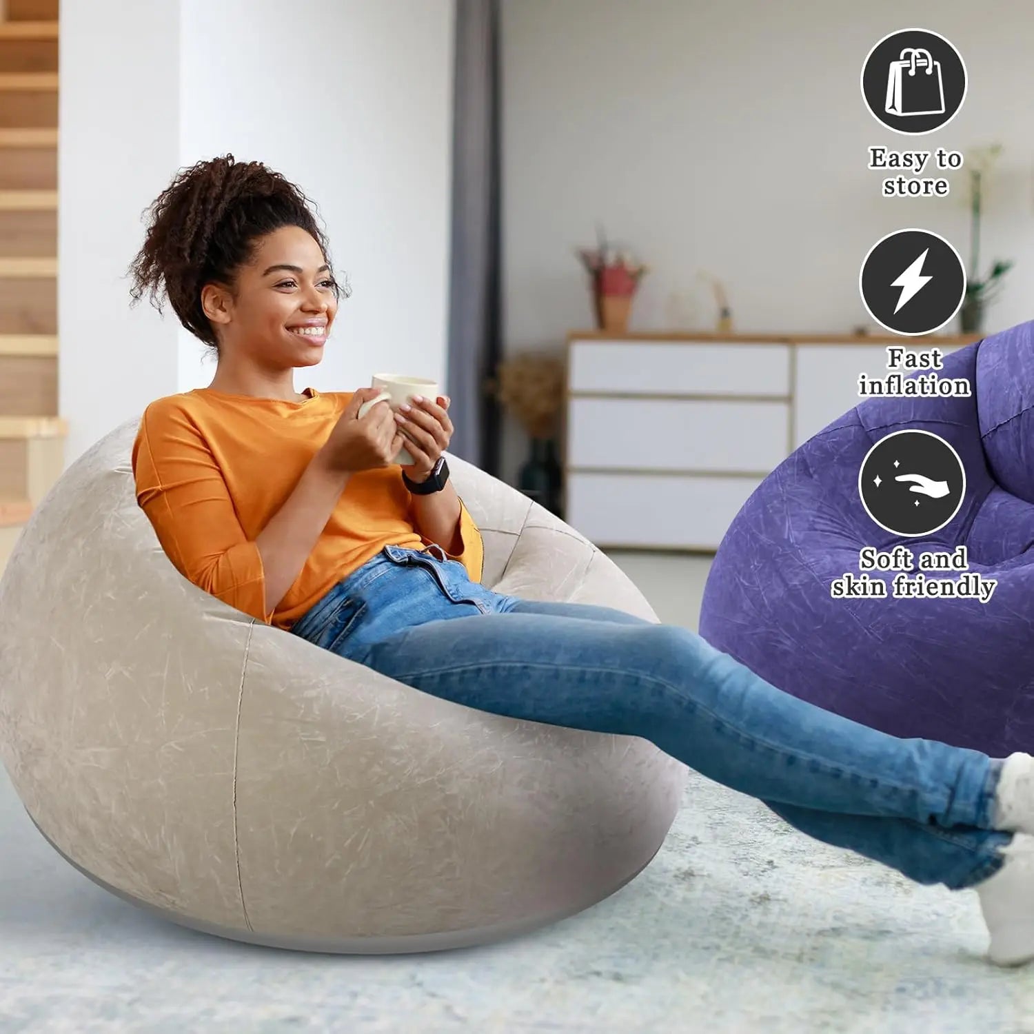 Large Lazy Inflatable Sofa Chairs PVC Lounger Seat Bean Bag Sofas Pouf Puff Couch Tatami Living Room Supply Outdoor Camping