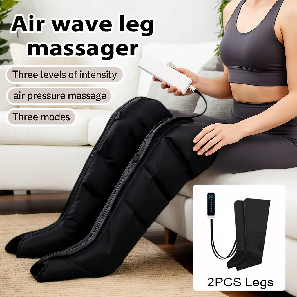2pcs Professional Air Compression Leg Massager Boots with 6-Airbag Pneumatic, Adjustable Intensity/Speed Modes, Varicose & Muscl