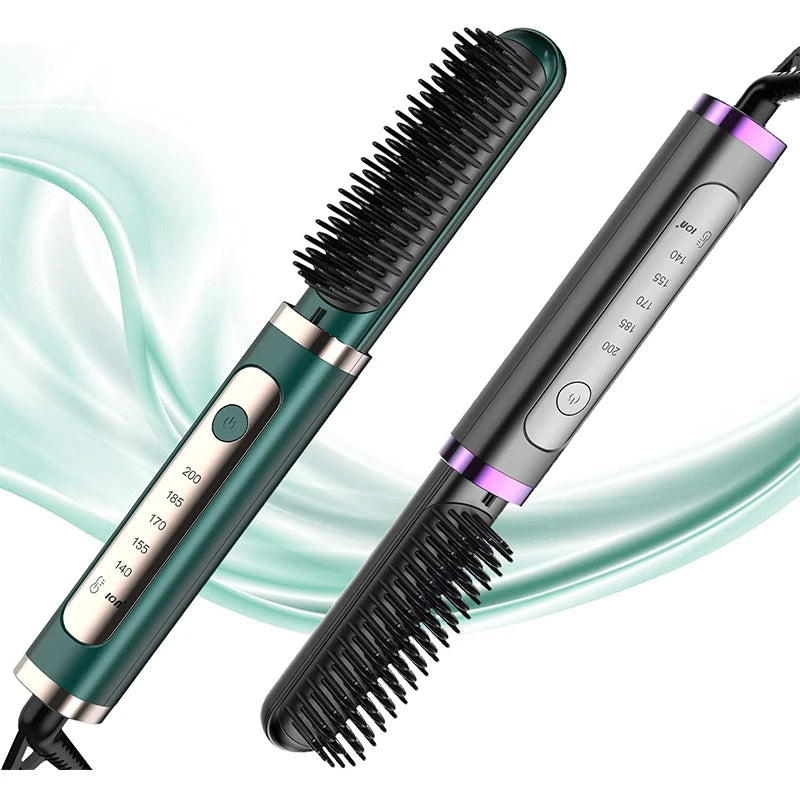 Electric Hair Straightening Brush Fast Heating Hot Comb Brush Negative Ion Hair Straightening Comb