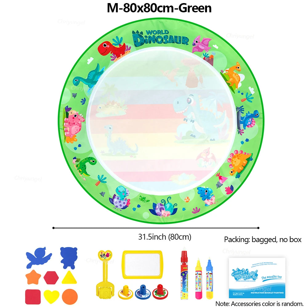 No Mess Kids Water Drawing Mat  Doodle Coloring Board with Magic Pens & Stamps Educational Montessori Toy Gift for Boys Girls