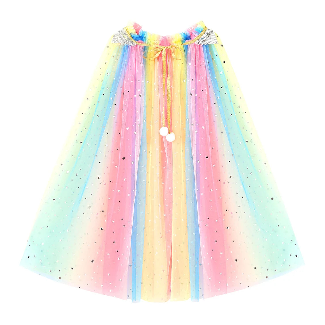 Christmas Halloween Girls Cloak Outerwear One Size Sequins Shawl Kids Coat for Birthday Party Beach Rainbow Princess Costume