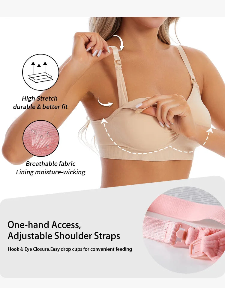 High Quality Maternity Nursing Bras Cotton Breastfeeding Pregnant Underwear Seamless Large Size Breathable Bra Push Up