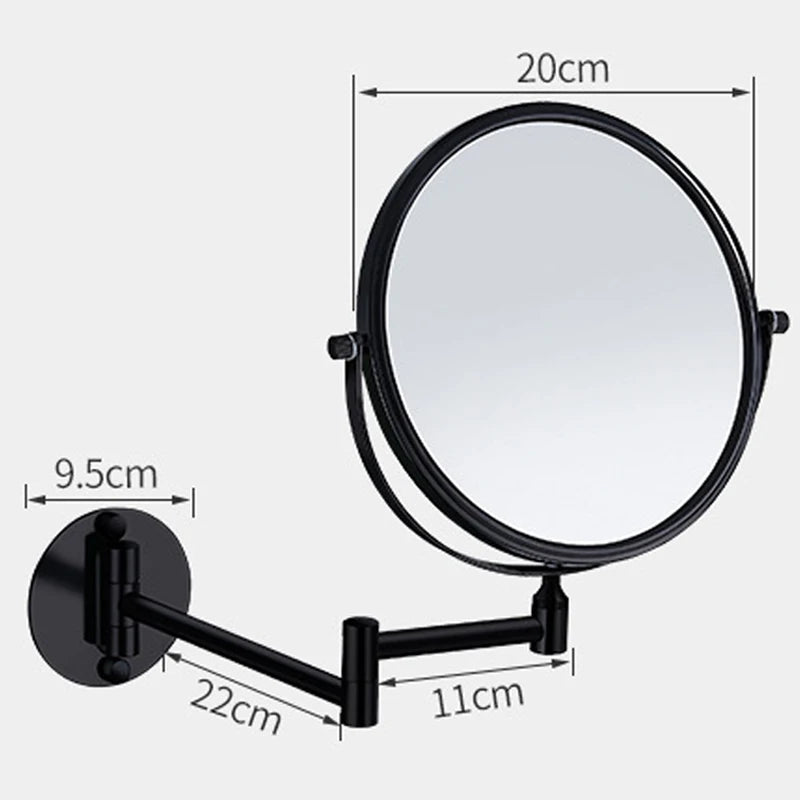 Gold/Black Frame 360 Degree Rotation Double-sided Circular Mirror Retractable and Fold Bathroom Mirror Wall Decorative Mirror