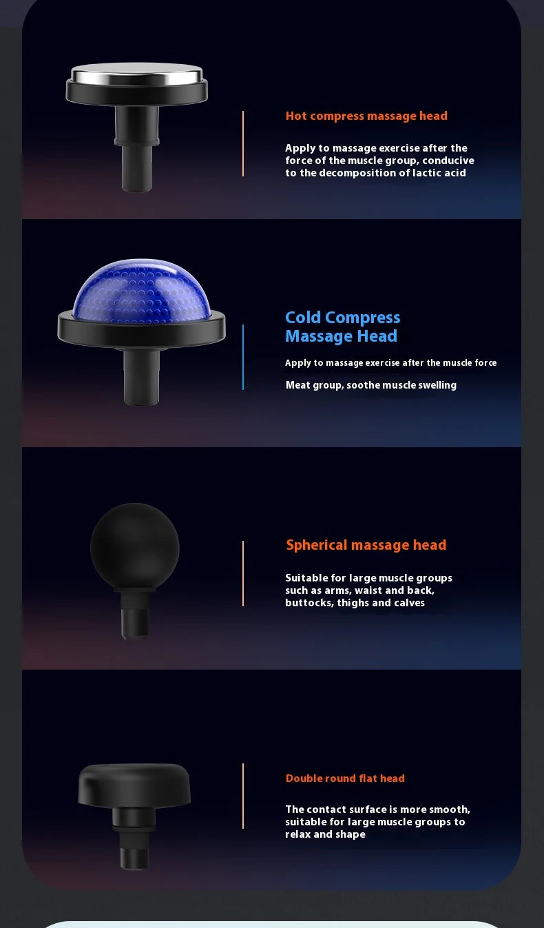 Fascia Gun Massage with Hot and Cold Heads Adjustable Angles Portable Percussion Back Massager for Muscle Neck Body Fitness