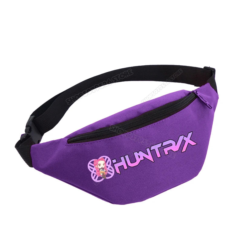 KPop Demon Hunters Girl Waist Bag Movie Anime Kids Fanny Packs Cartoon Cute Crossbody Chest Packs Lightweight Child Belt Bum Bag