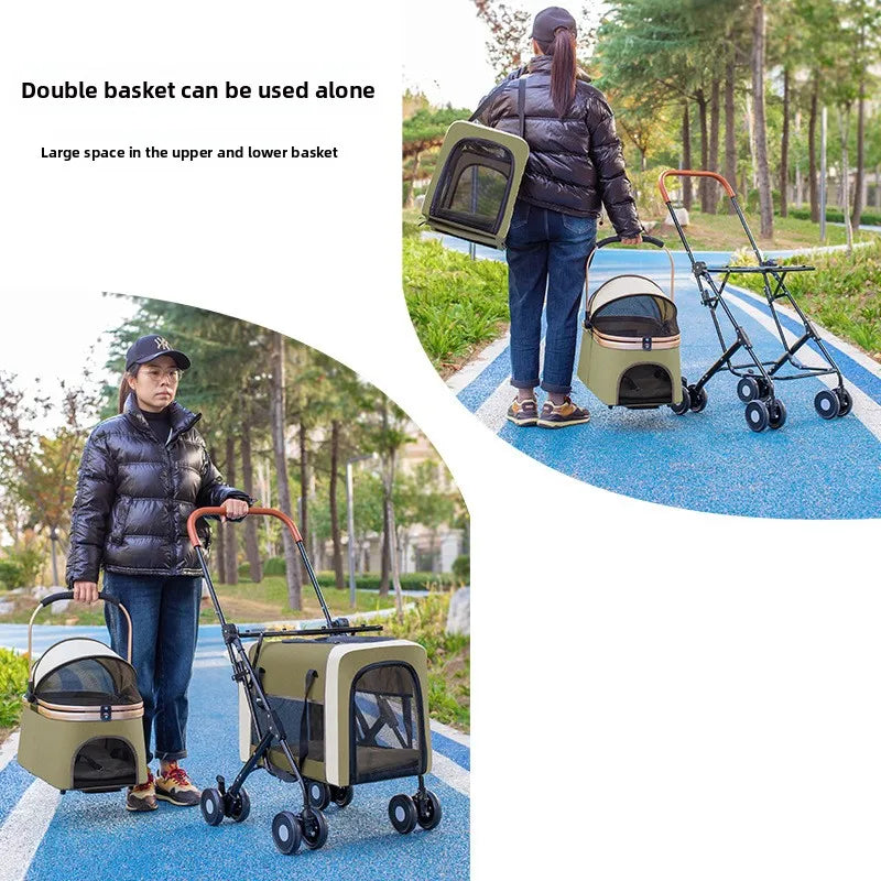 New Multi-layer Pet Strollers Universal for Cats and Dogs Detachable and Detachable Trolley for Pets in Large Space Pet Products