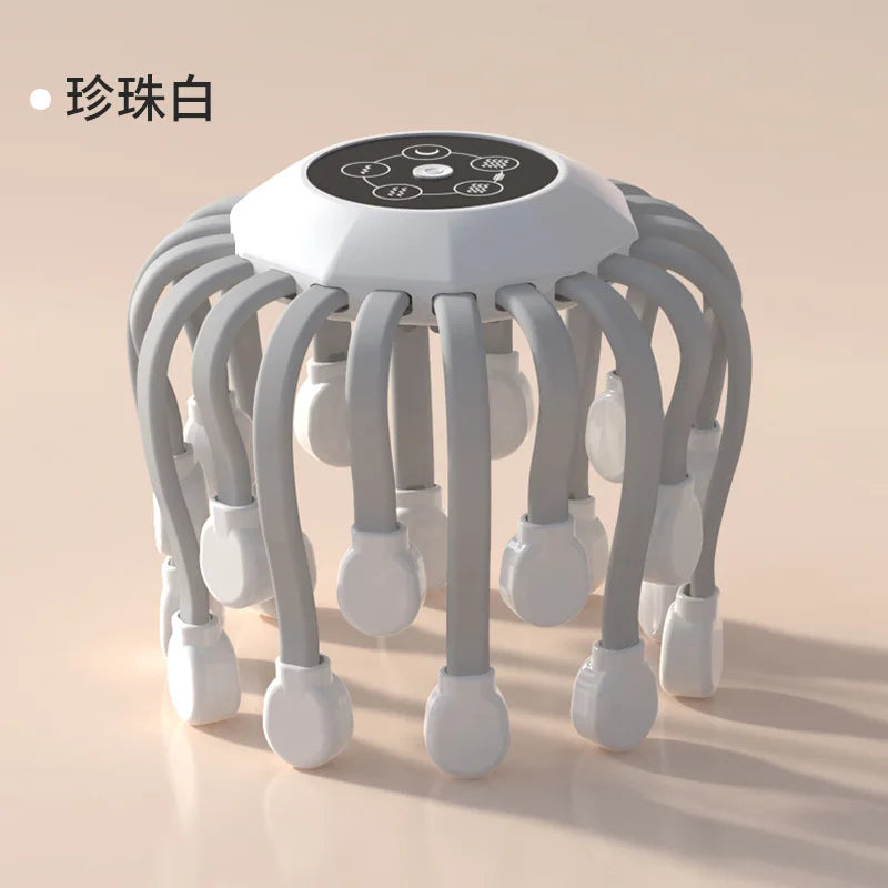 New Vibration Rechargeable Full Head Massager Spider Sleep Aid Electric Head Massage Machine Relieve Fatigu Relax Health Care
