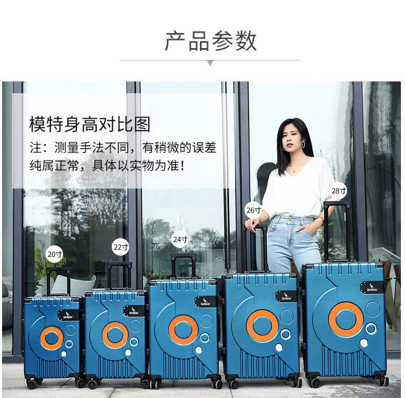Fashion Aluminum frame travel luggage silent large-capacity trolley suitcase 20 inch suitcase carry on 24 inch password box