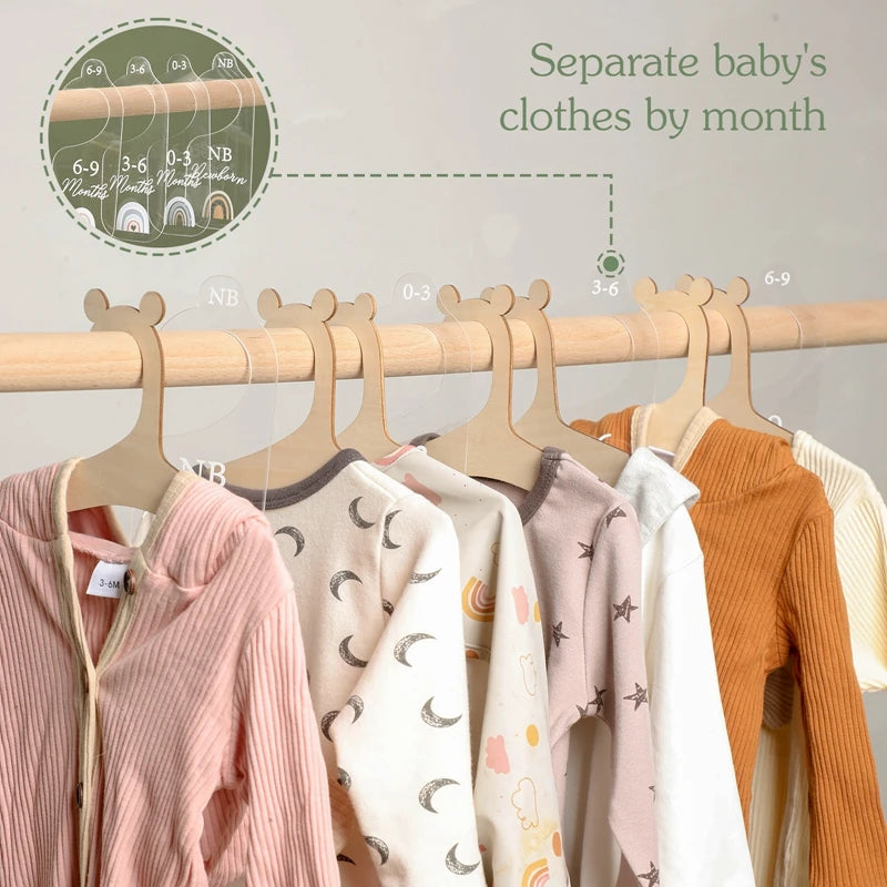 Baby Wooden Dividers Closet Size Wardrobe Separator Star Moon Milestone Cards Months Organizers Kids Photography Accessories