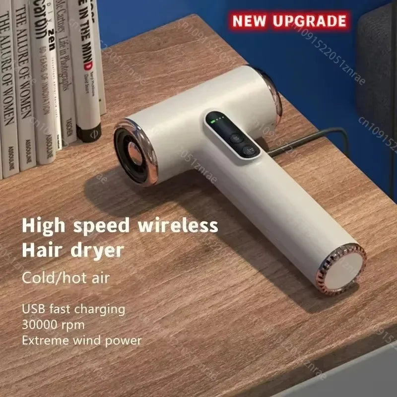 Super Portable USB Charging Wireless Hair Dryer 100000RPM High Wind Powerful Cold/Hot Air Styling Tools LED Display