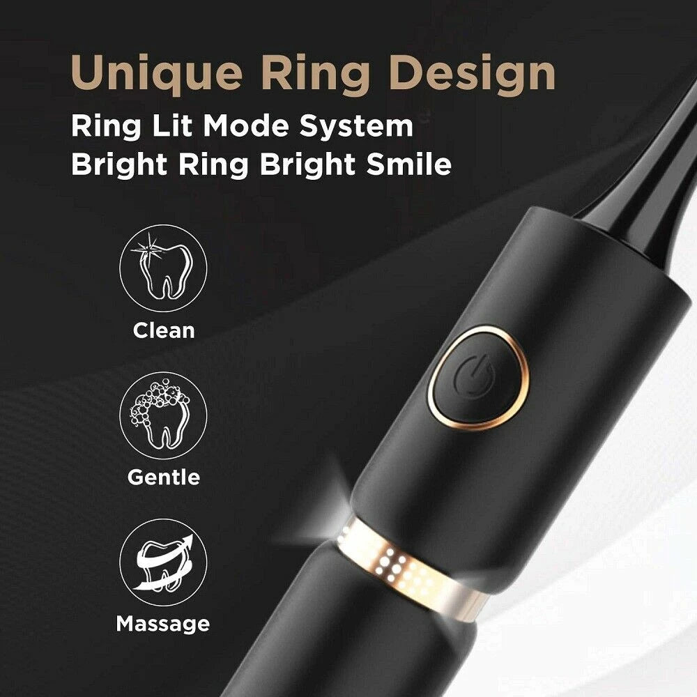 Fairywill P11 Sonic Whitening Electric Toothbrush Rechargeable USB Charger Ultra Powerful Waterproof 8 Heads and 1 Travel Case