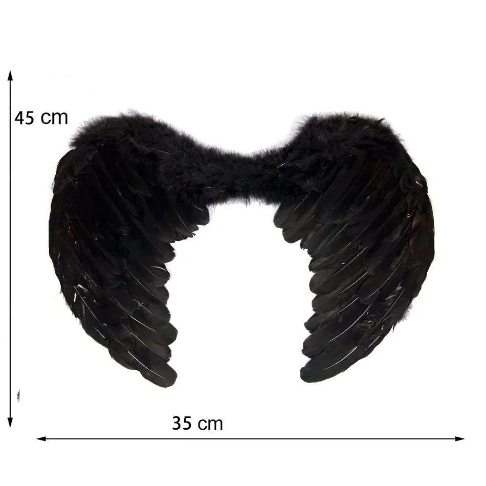Halloween 3D Angel Wings Costume With Elastic Straps Halloween Party Mardi Gras Feather Wing Adult Kids Evil Cosplay Accessories