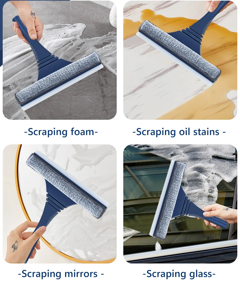 2 in 1 Window Mesh Screen Brush Window Cleaner Magic Broom Wiper Telescopic Long Handle Window Mop Squeegee Wiper Cleaning Tool