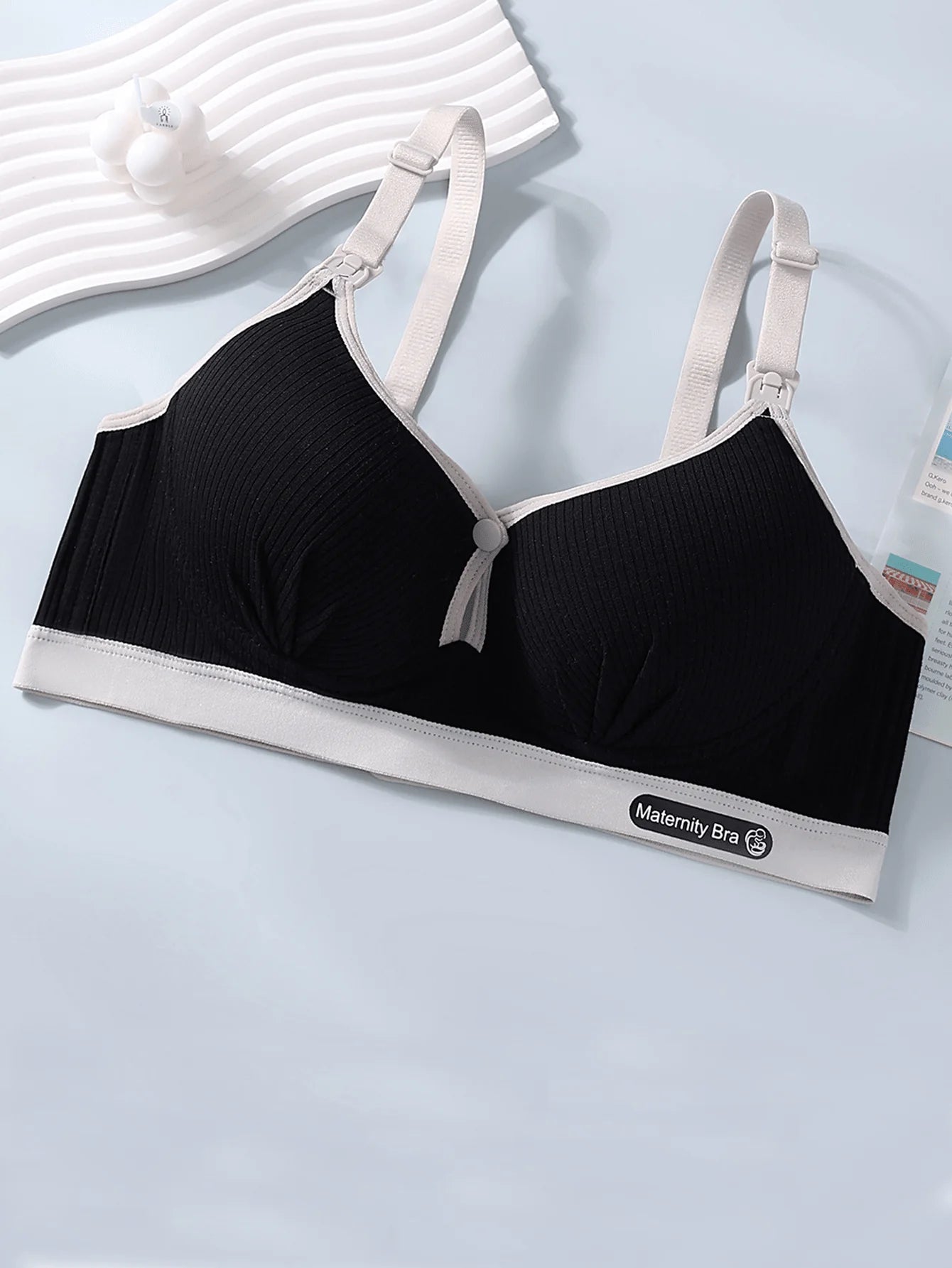 2PCS Pure Cotton Maternity Bra for Pregnant Women with Steel Ring Anti-Sagging Postpartum Comfortable Breathable for Breastfeed