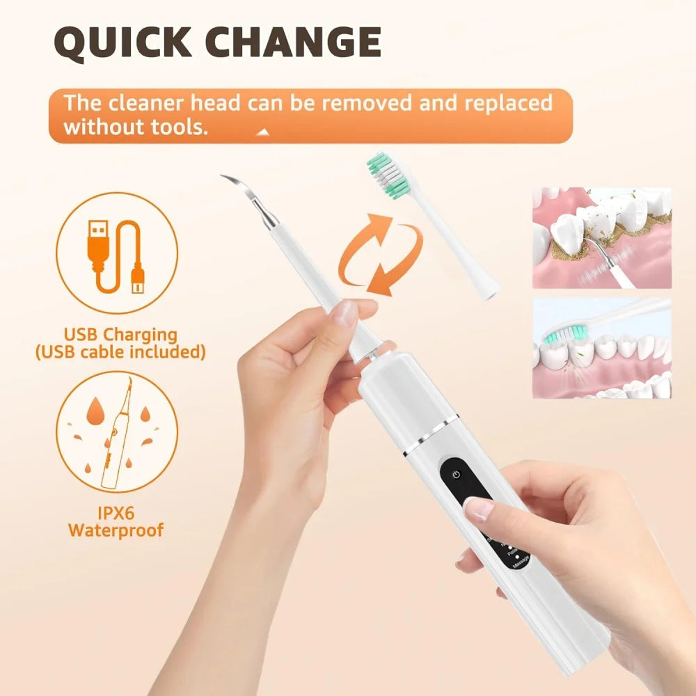 Sonic Electric Toothbrush - Dual purpose dental cleaner, home portable calculus removal care and toothbrush tool
