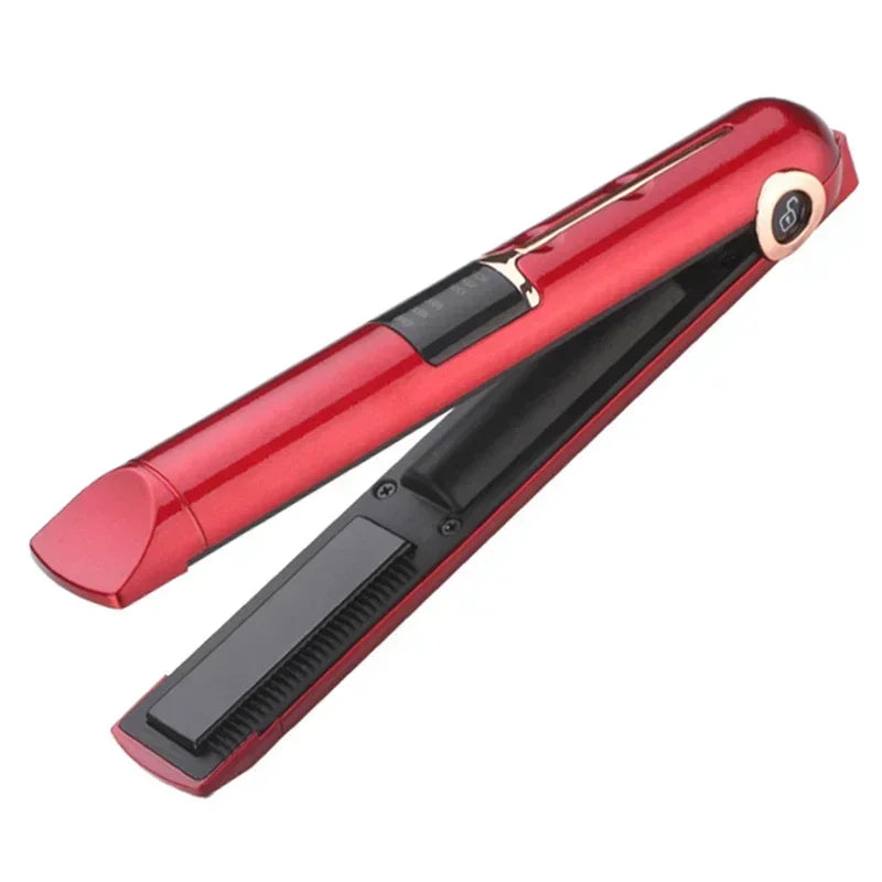 Portable Wireless Hair Straightener With Power Bank Function Rechargeable Hair Straightening Curling Flat Iron For Home Travel
