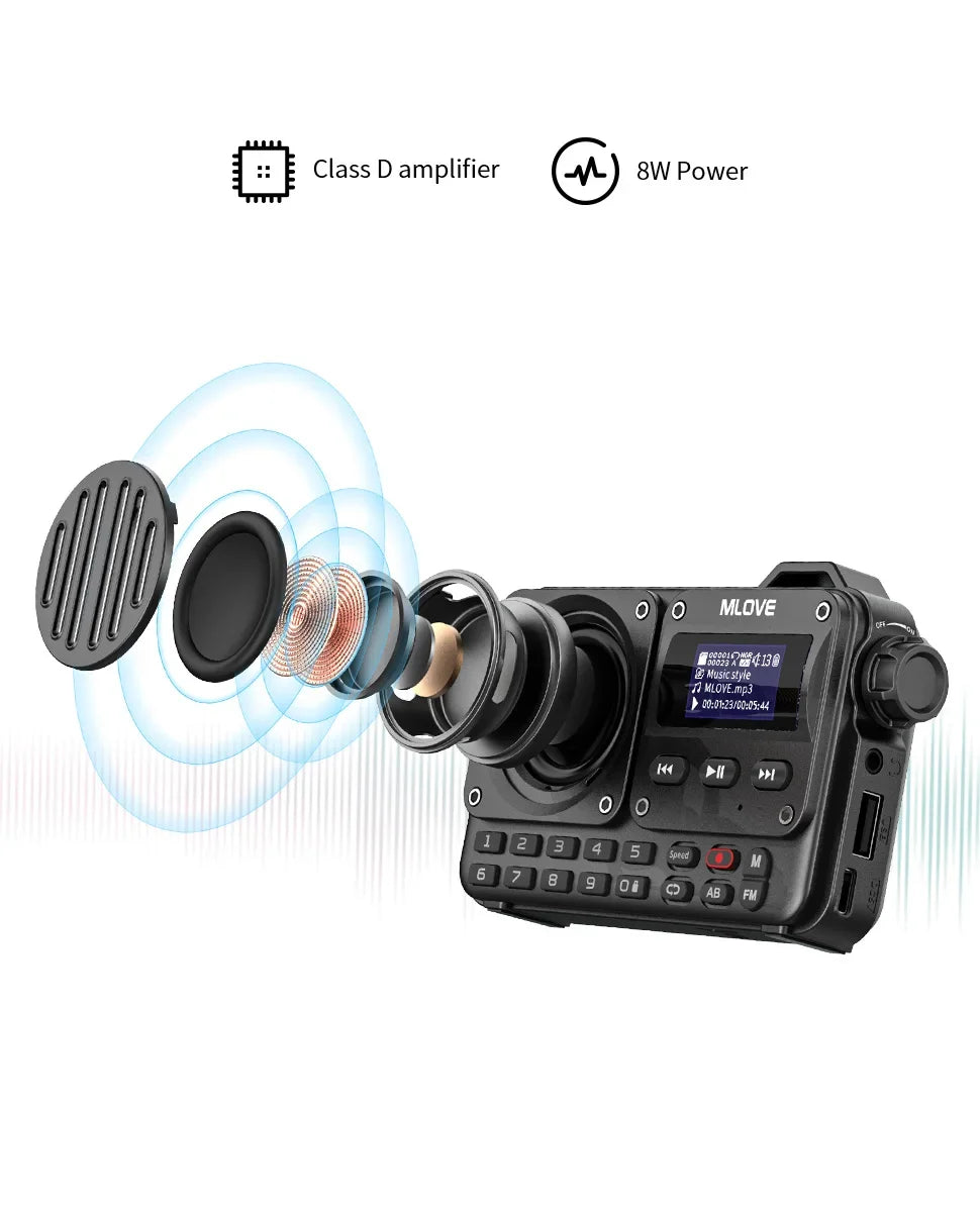 BV800 Super-Portable Bluetooth Speaker with FM Radio,LCD Screen Display, Antenna, AUX Input, USB Disk, TF Card, MP3 Player