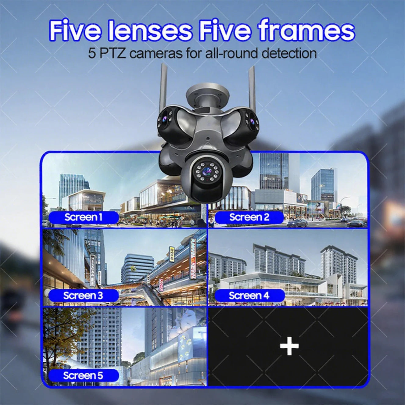 25MP 4K Wifi Panoramic Security Camera Outdoor 5 Lens 5 Screens Auto Tracking Wireless PTZ CCTV Video Surveillance Camera