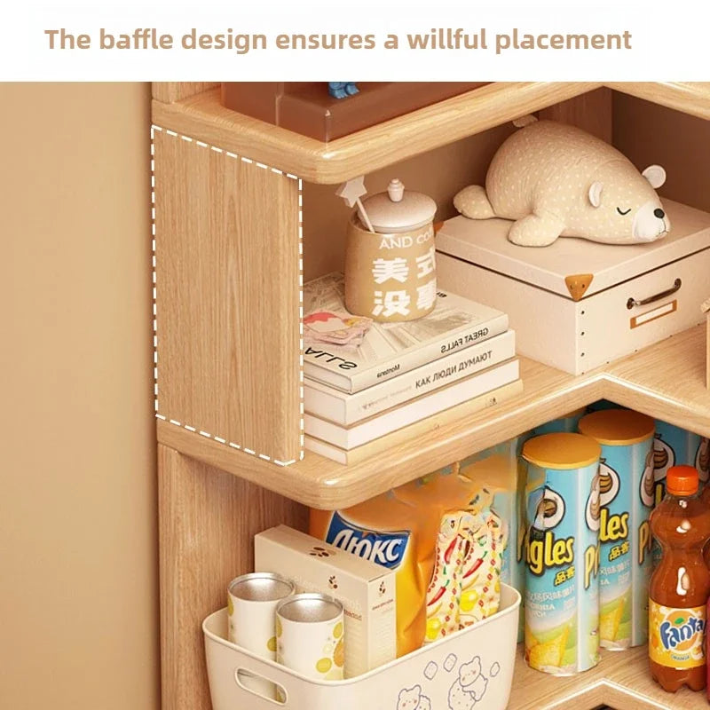 Solid Wood Corner Bookshelf Integrated Shelf Against The Wall Floor Narrow Cabinet Household Corner Storage Shelf Bookcase