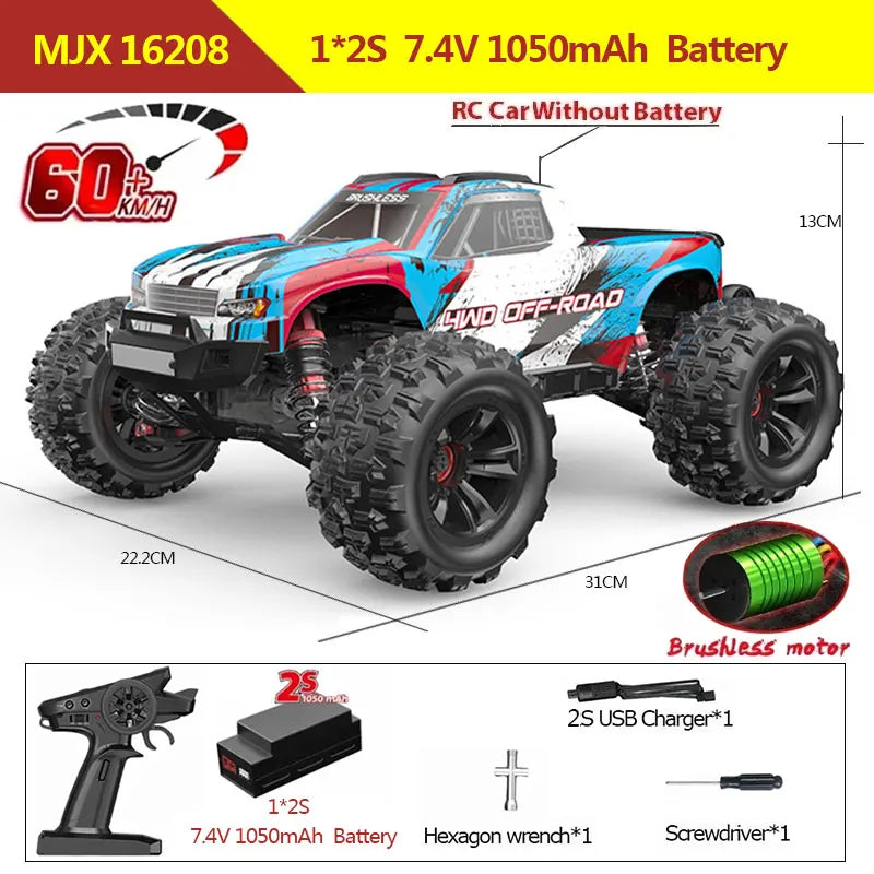 Hyper Go MJX 16207 16208 16209 16210 1/16 4WD RC Car 70KM/H Brushless  RC Racing Car Remote Control Cars Off-Road Truck Toys