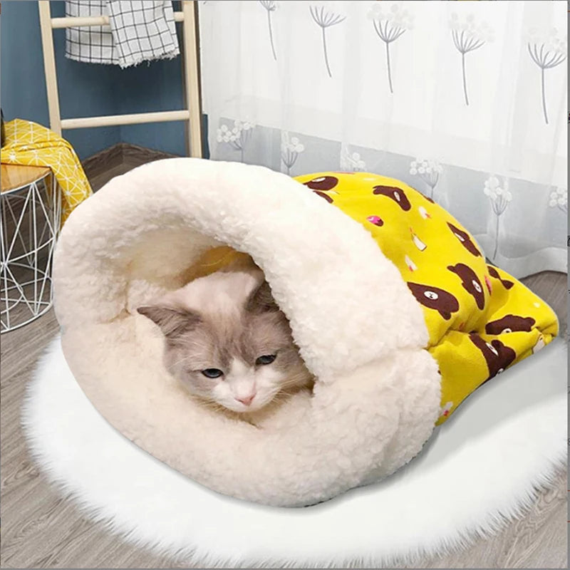 Autumn and winter warm cat kennel, closed cat bed, cute cat sleeping bag, Christmas essential pet supplies