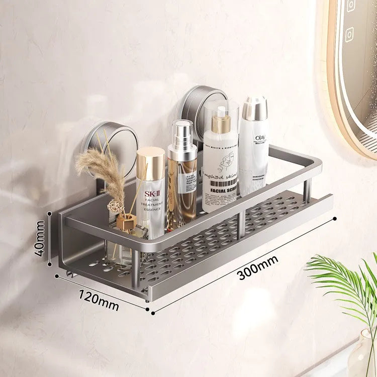 Suction Cup Bathroom Rack Bathroom Shelf Toilet Space Aluminum No Drill Hanging Rack Bathroom Organizer Hang On the Wall