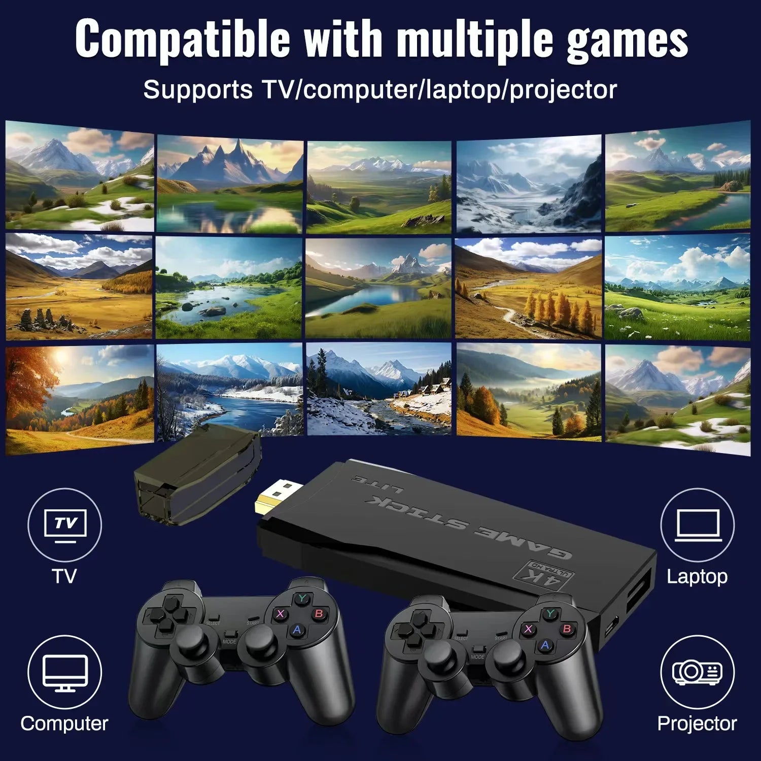 M8 4K Retro Game Stick - 64GB Handheld Console Preloaded with 20,000+ Games & Wireless Controller for PS1 Emulation