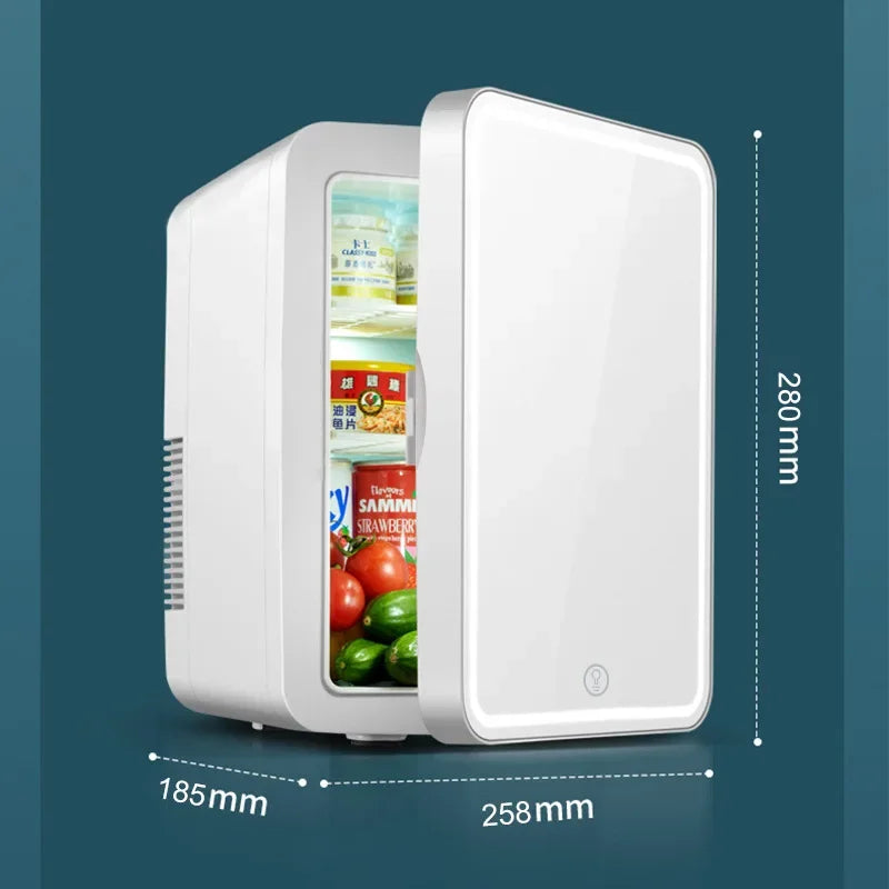 8L Mini Beauty Cosmetics Storage Refrigerator Mirror Car And Household Dormitory Office Fruit Beverage Breast Milk Cold And Hot