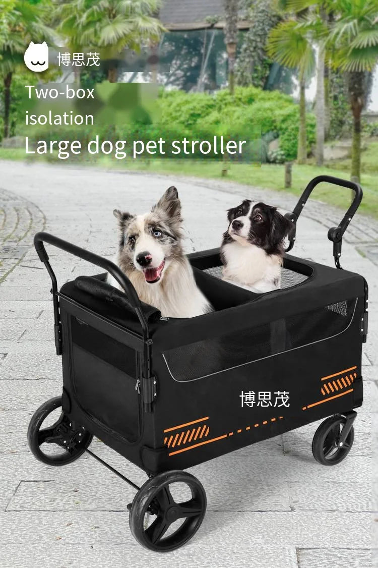 Double Door Isolation Upgraded Pet Stroller Large Dog for Outdoor Travel Portable Foldable Elderly Disabled Dog Outdoor Stroller