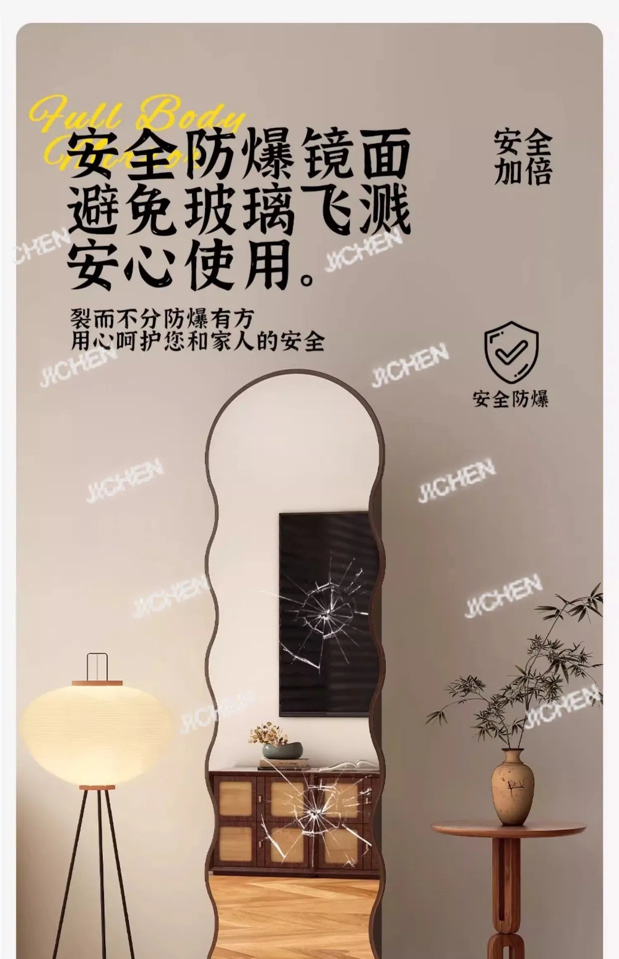 Wave rotating full-length mirror Vertical movable full-body floor mirror Magazine bookshelf Rotating storage fitting mirror