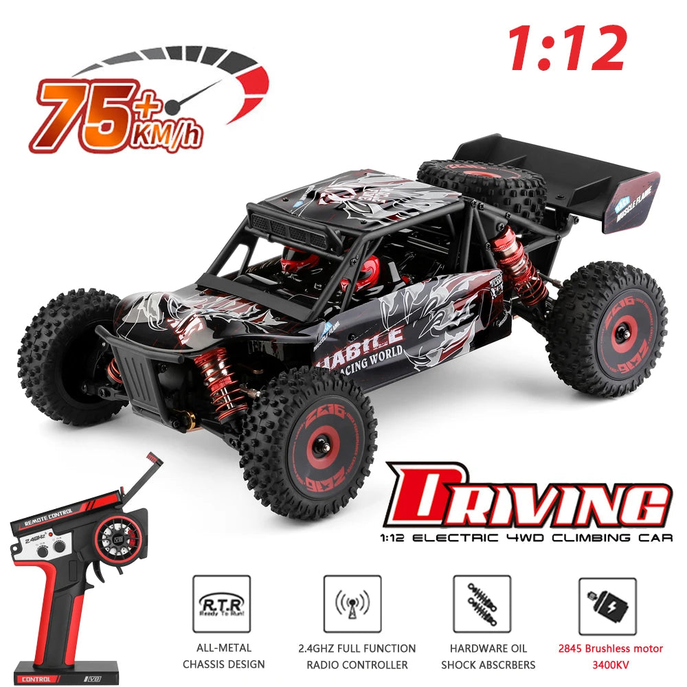 75 KM/H WLtoys 124016 V8 RC Car Brushless 4WD Electric High Speed Off-Road Remote Control Drift Rc Cars for Adults Toys
