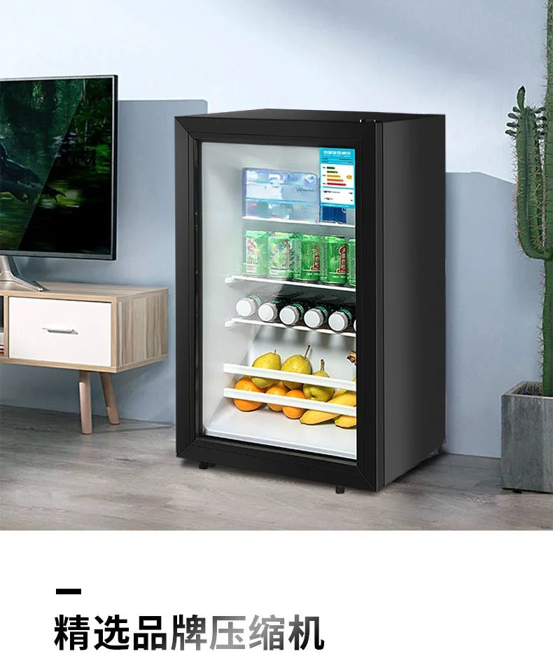 Single Refrigerated Ice Bar Hotel Use Small Freezer Transparent Door Refrigerator Wine Cabinet Silent Hotel Small Refrigerator