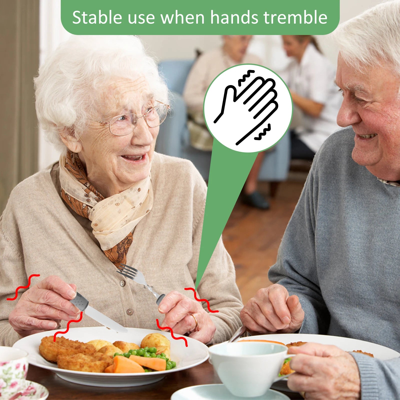 Stainless Steel Adaptive Utensil Set Easy to Grip Cutlery Bendable Weighted Silverware  for Hand Tremors Elderly Disability