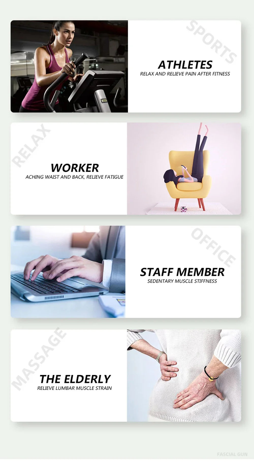 Deep Tissue Muscle Relaxation Massage Gun Fitness Fascial Massage Gun Electric Percussion Pistol Massager Body Neck Back