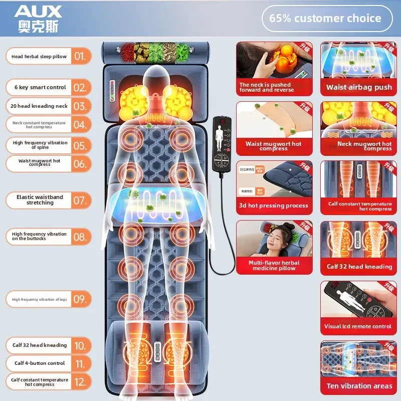 Cervical Massager Neck Waist Back Full Body Multifunctional Massage Cushion Home Recliner Electric Mattress