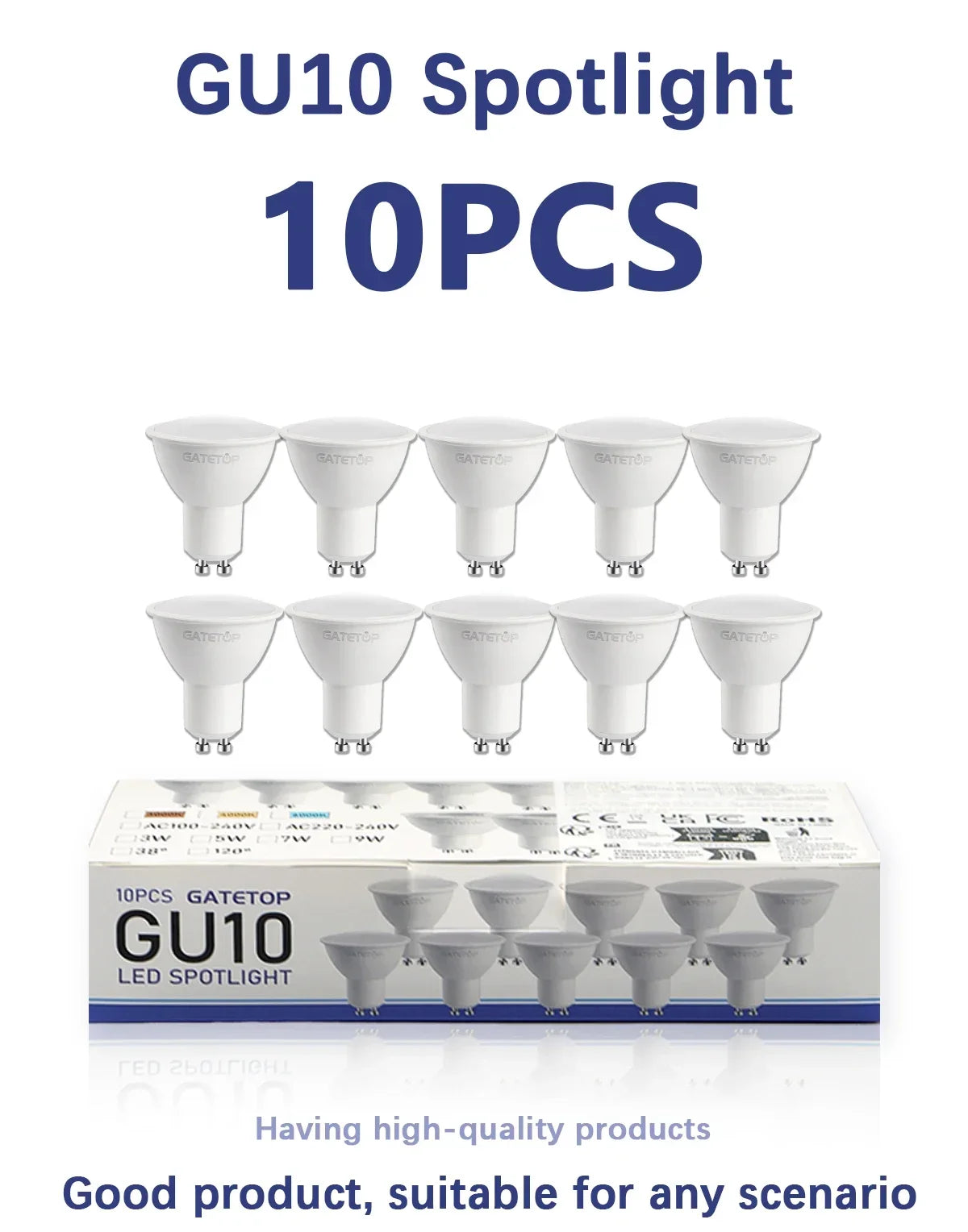 10 Pack Focos Gu10 SpotlightLampara 220V Lled Bulb  Wholesale 9W White Warm 3000k 6000K suitable for Home Commercial Buildings