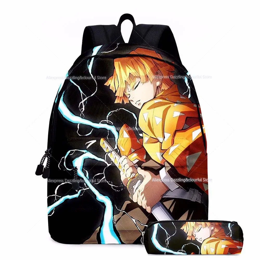 Demon Slayer Nezuko Backpacks 2pcs Girls School Bags Kimetsu No Yaiba Kids Anime Bagpacks Female Male Bookbag Gifts