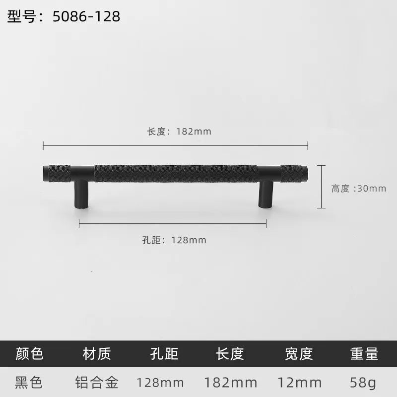 Black Gold Knurled Kitchen Cupboard Cabinet Storage Handles Closet T Bar Wardrobe Door Pulls Door Knobs Home Furniture Handles