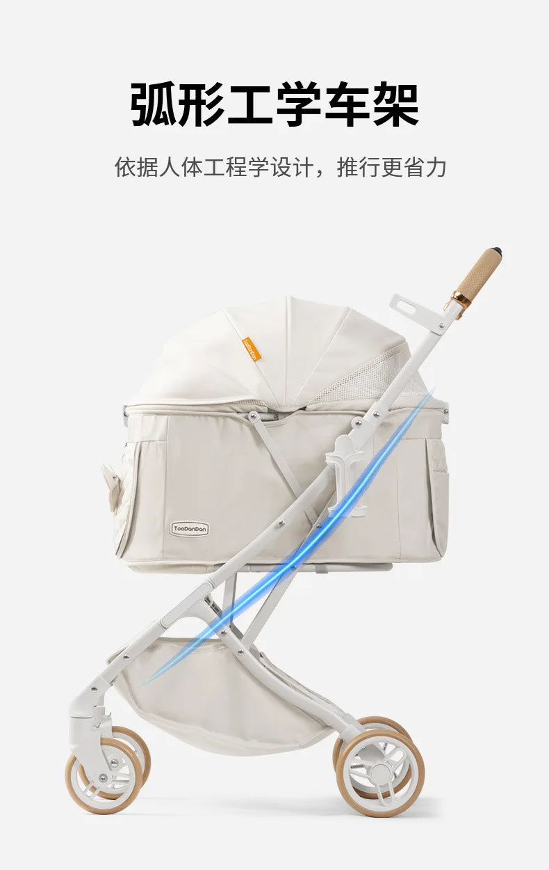 Outdoor Pet Pram One Click Folding Stroller Dog Cat Lightweight Trolley Small Pets Travel Breathable Puppy Supplies