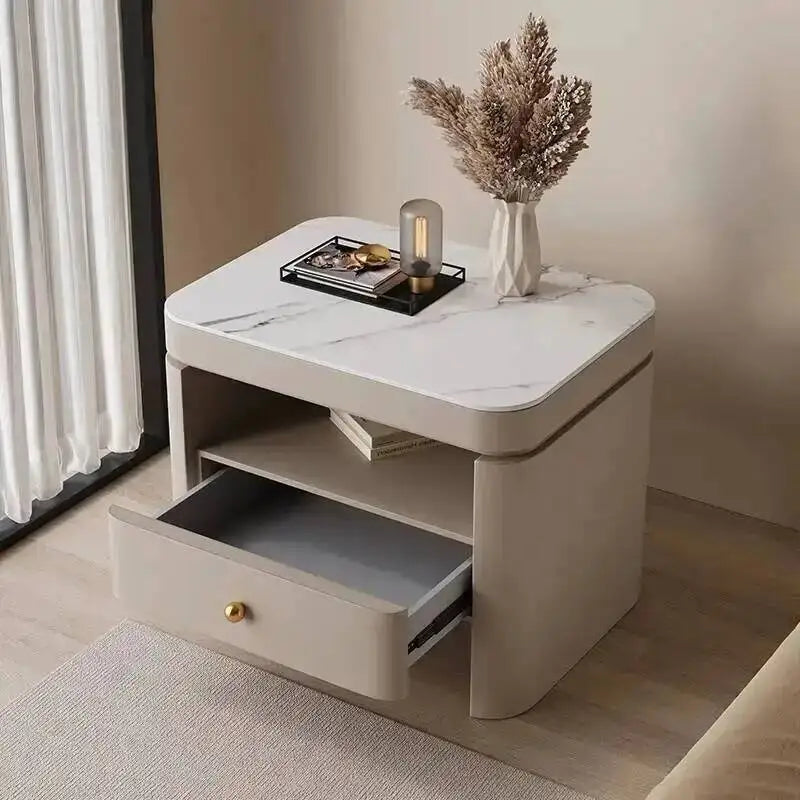 Aesthetic Luxury Bedside Table Unique Trendy Design Storage Nightstands With Drawers Mesita De Noche Bedroom Furniture