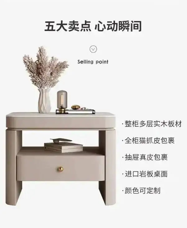 Aesthetic Luxury Bedside Table Unique Trendy Design Storage Nightstands With Drawers Mesita De Noche Bedroom Furniture