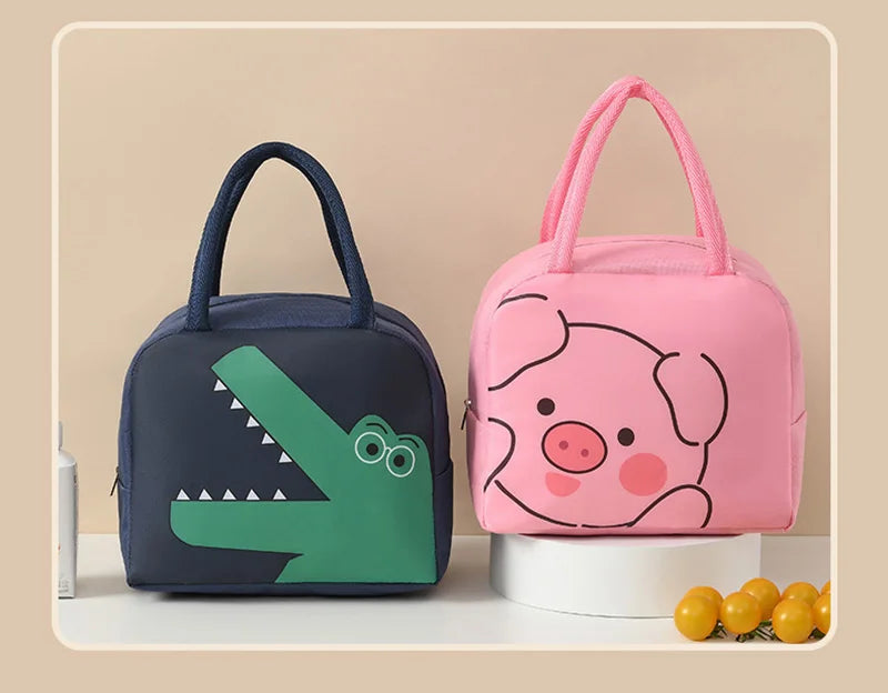 Cartoon Animals Thermal Lunch Bags For Children With Free Shipping Kids Girls Storage Banto Lunchbox Food Bag Insulation Bags