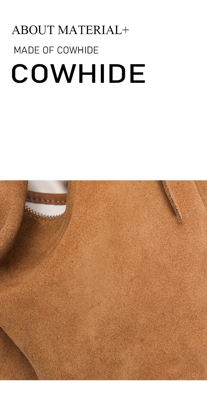 Women's Suede Cow Genuine Leather Shoulder Bags Ladies Soft Cowhide Crossbody Bag Female Design Luxury Lazy Commuting Handbag