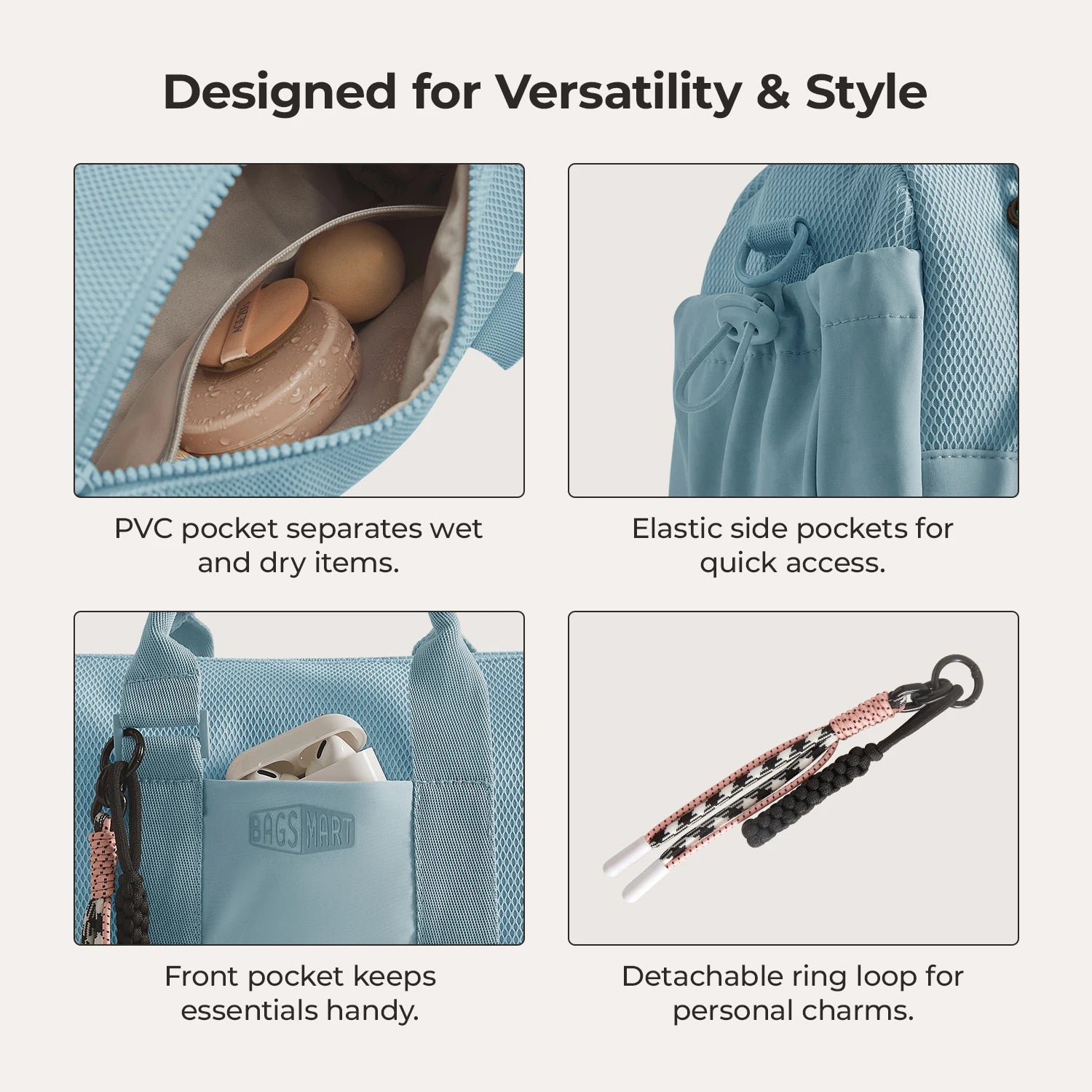 BAGSMART Boston Bag for Women Mini Duffel Shoulder Crossbody Bag Waterproof with Wet Pocket Gym Travel Daily Beach Weekender